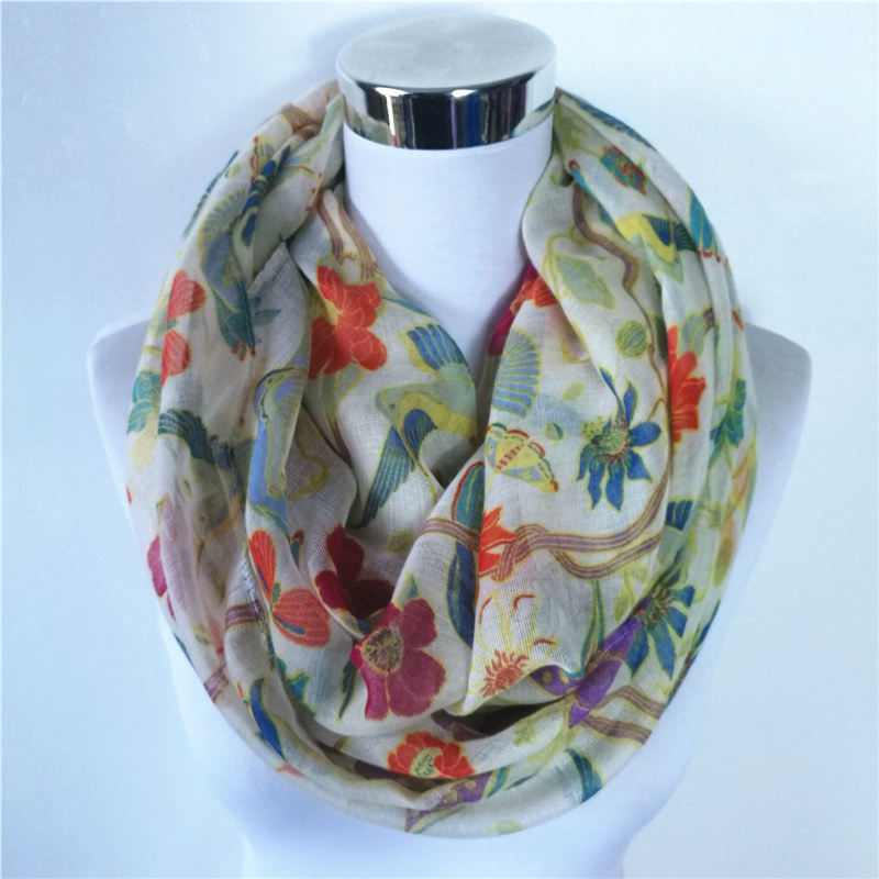 Infinity Scarf Knit - Nouveau pie oiseau imprimé Viscose Match