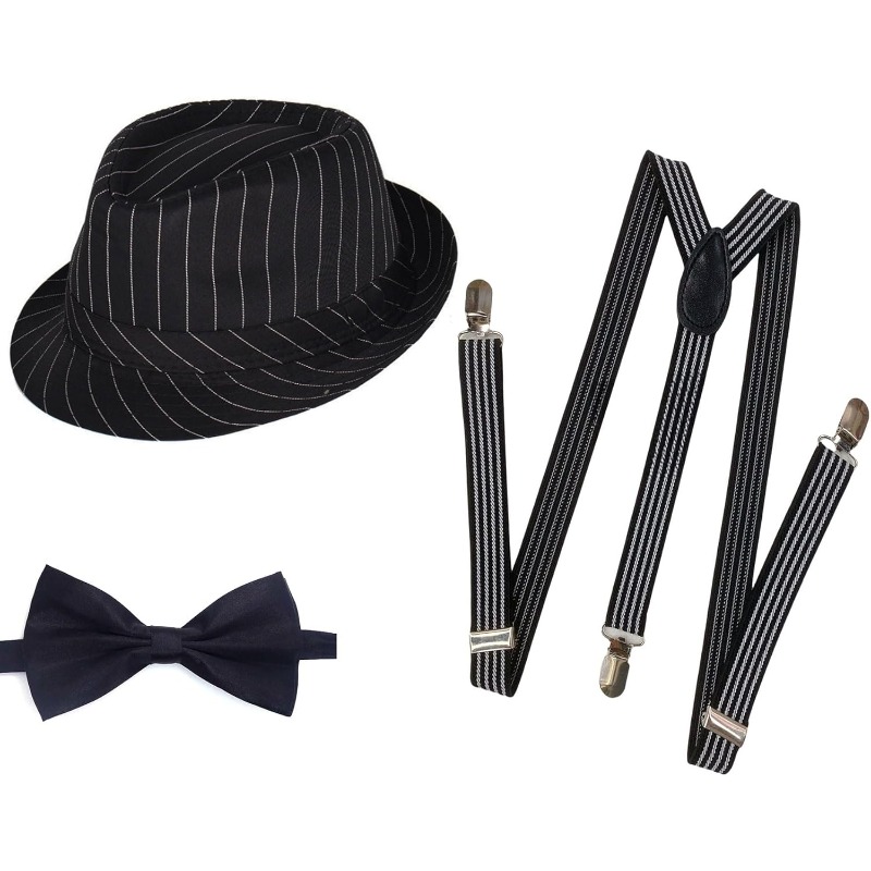 Bow Tie Pre Tied - Chapeau Fedora pour homme des années