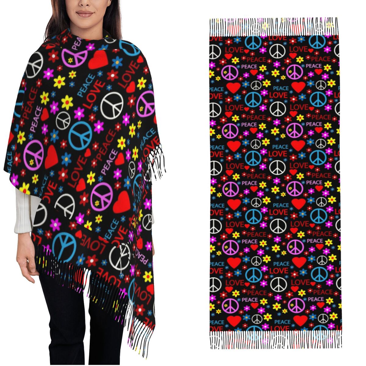 Pashmina Wrap Large - Écharpe à motif d'amour Foral de