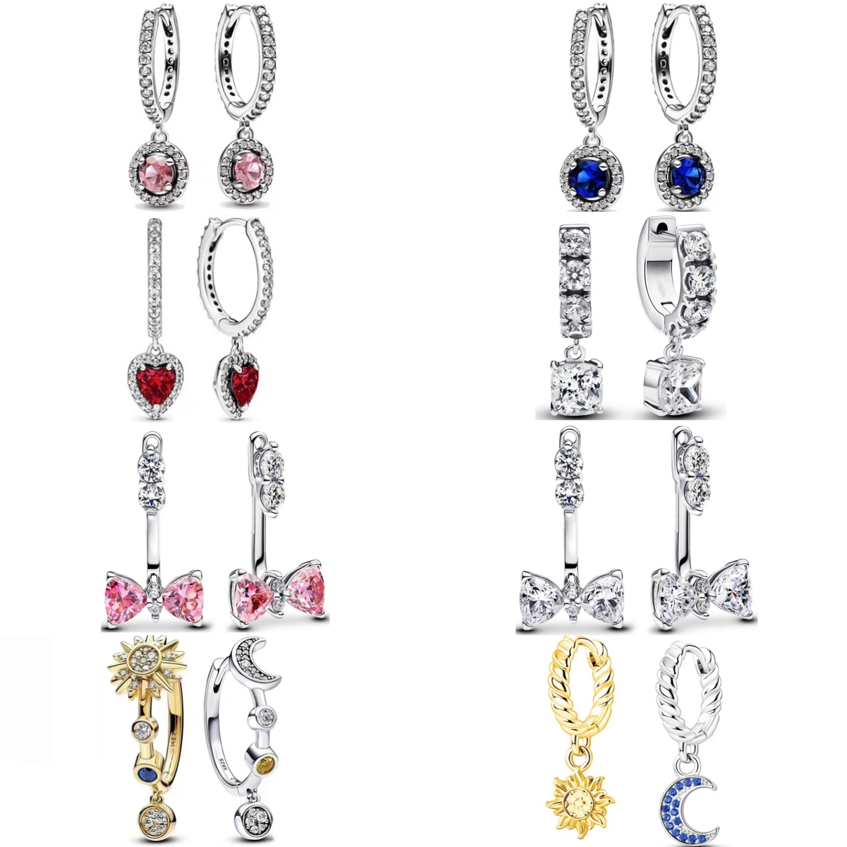 Tie Clip Silver - Boucles d'oreilles en argent 925, Double