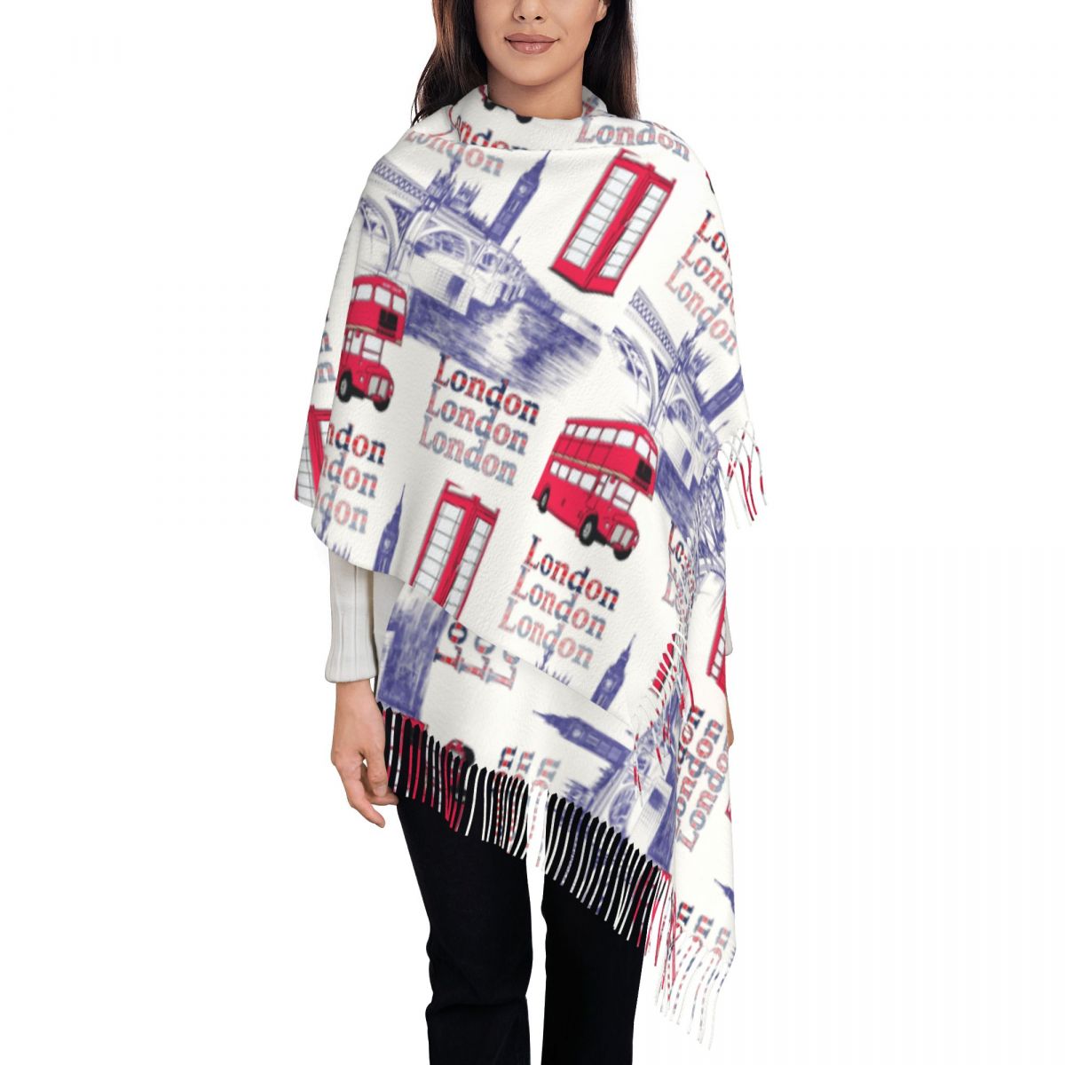 Pashmina Wrap Large - Londres Angleterre Scènes Châles Wraps Hiver