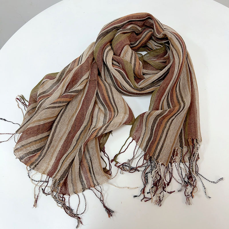 Bandana Cotton - Écharpe marron rayée en coton et