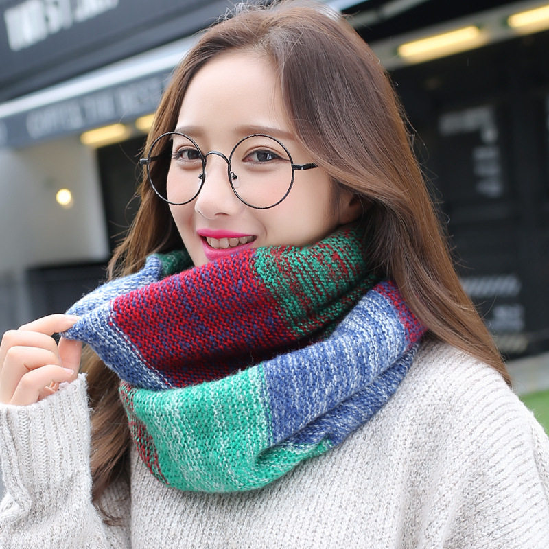 Infinity Scarf Knit - Foulards infini tricotés arc-en-ciel pour femmes,