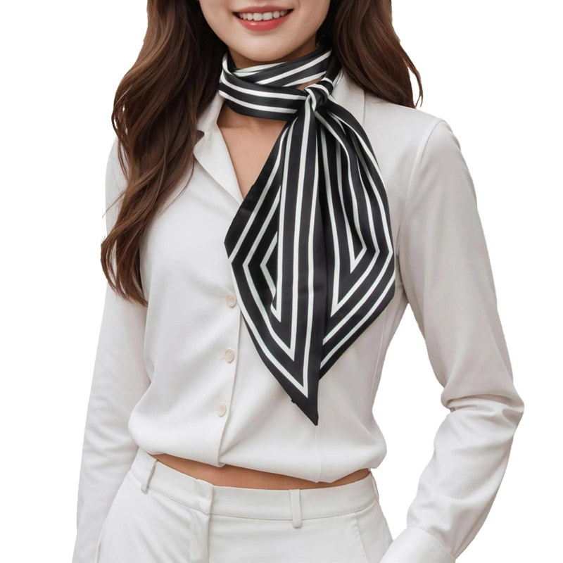 Silk Tie Striped - Mode rayures cheveux ruban écharpe femmes