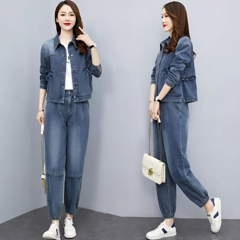 Pocket Square Set - Costumes en denim pour femmes, veste