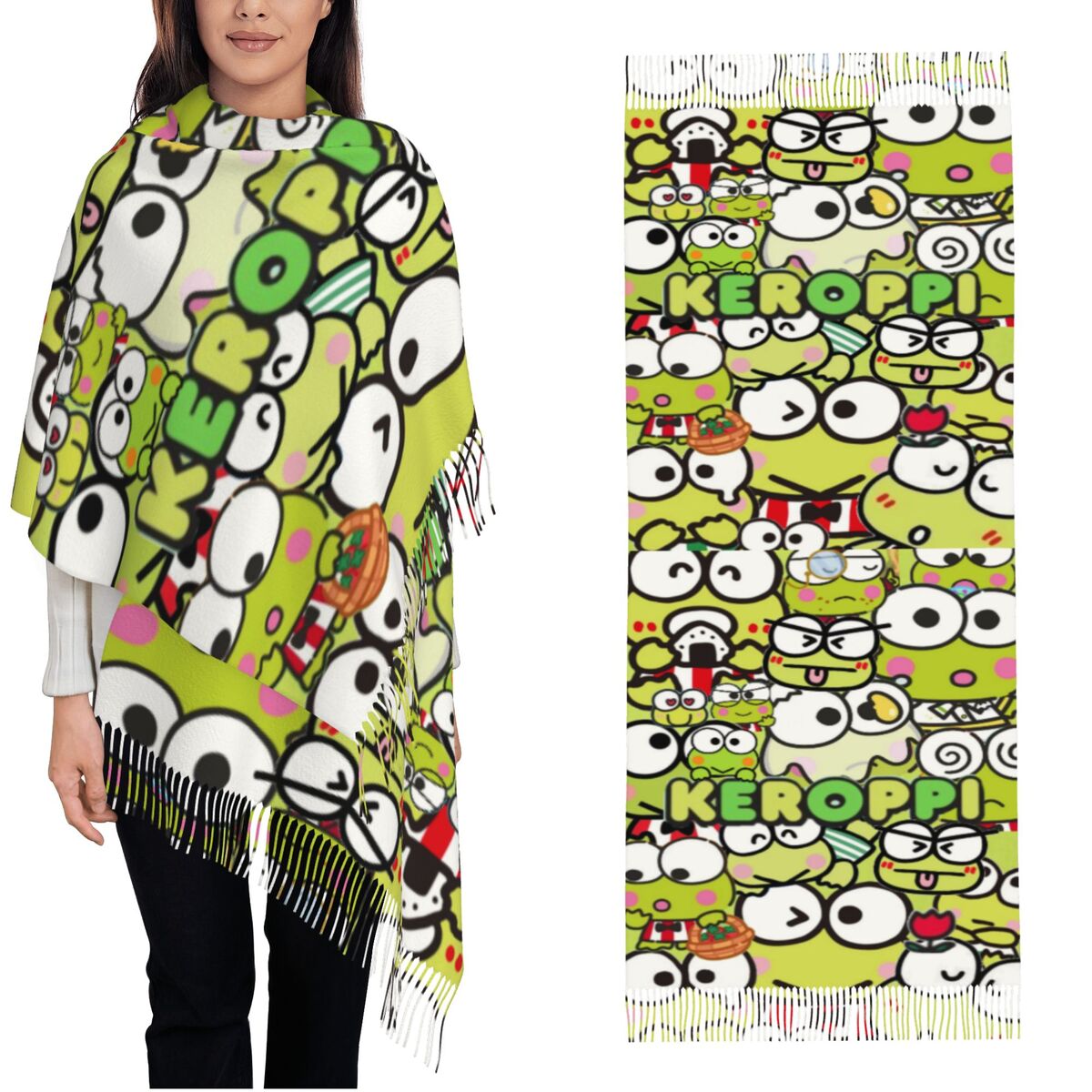 Pashmina Wrap Large - Kero Kero Keroppis écharpes d'hiver pour