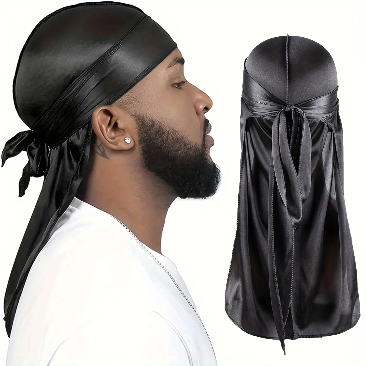 Bandana Doo Rag - Durag en soie pour homme, bonnet
