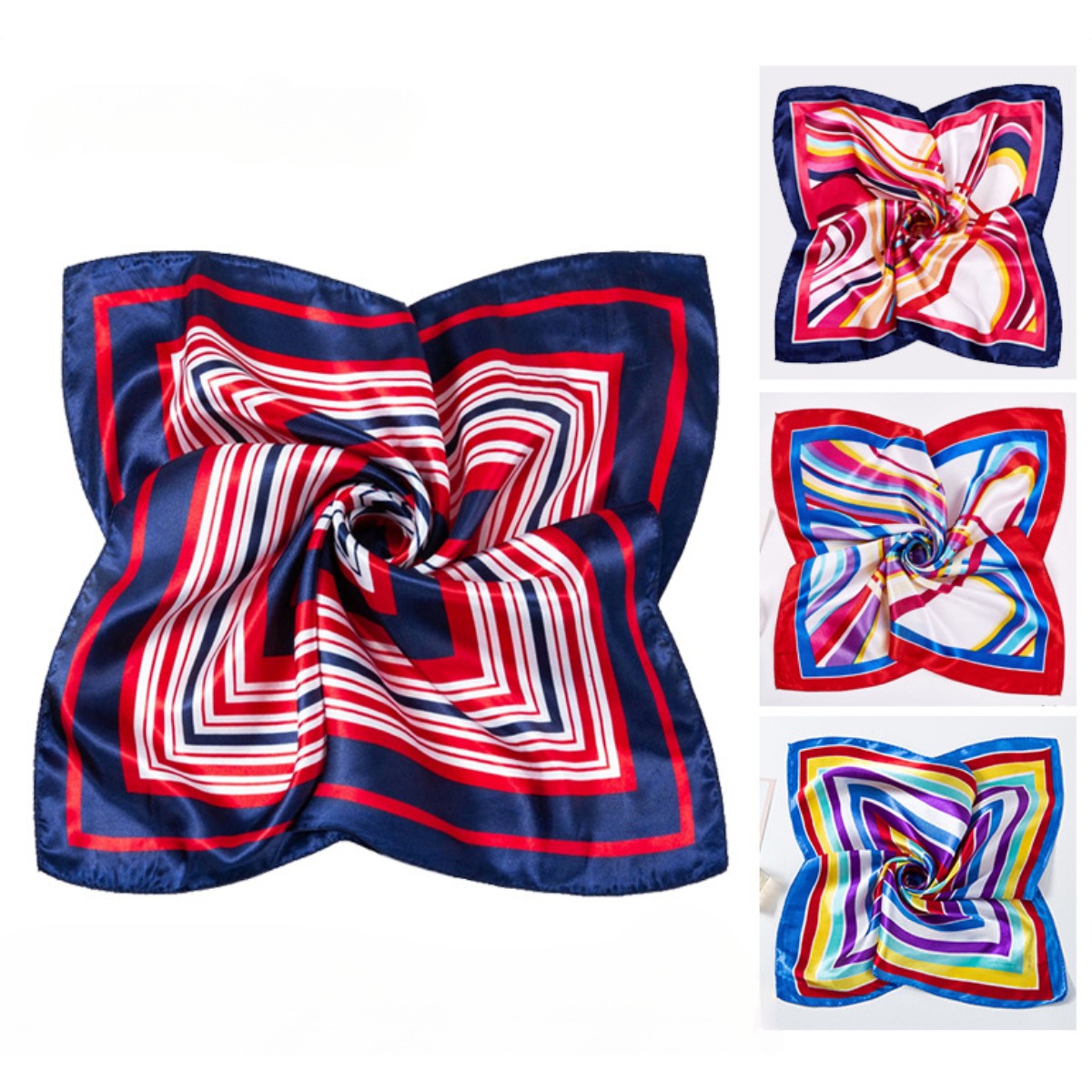 Ascot Neck Scarf - Écharpe carrée imprimée pour femme, petit