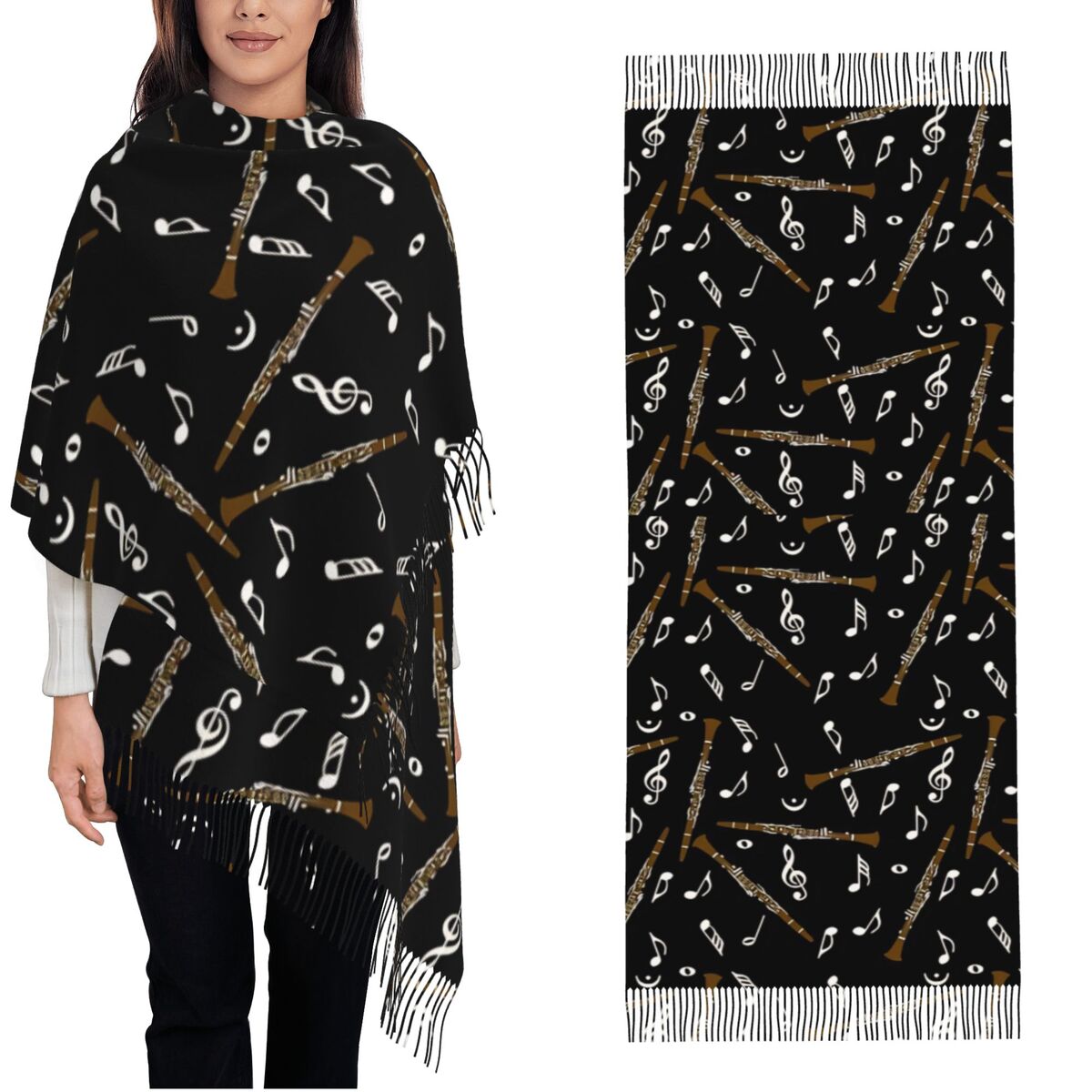 Pashmina Wrap Large - Écharpe pour femmes avec gland clarinette