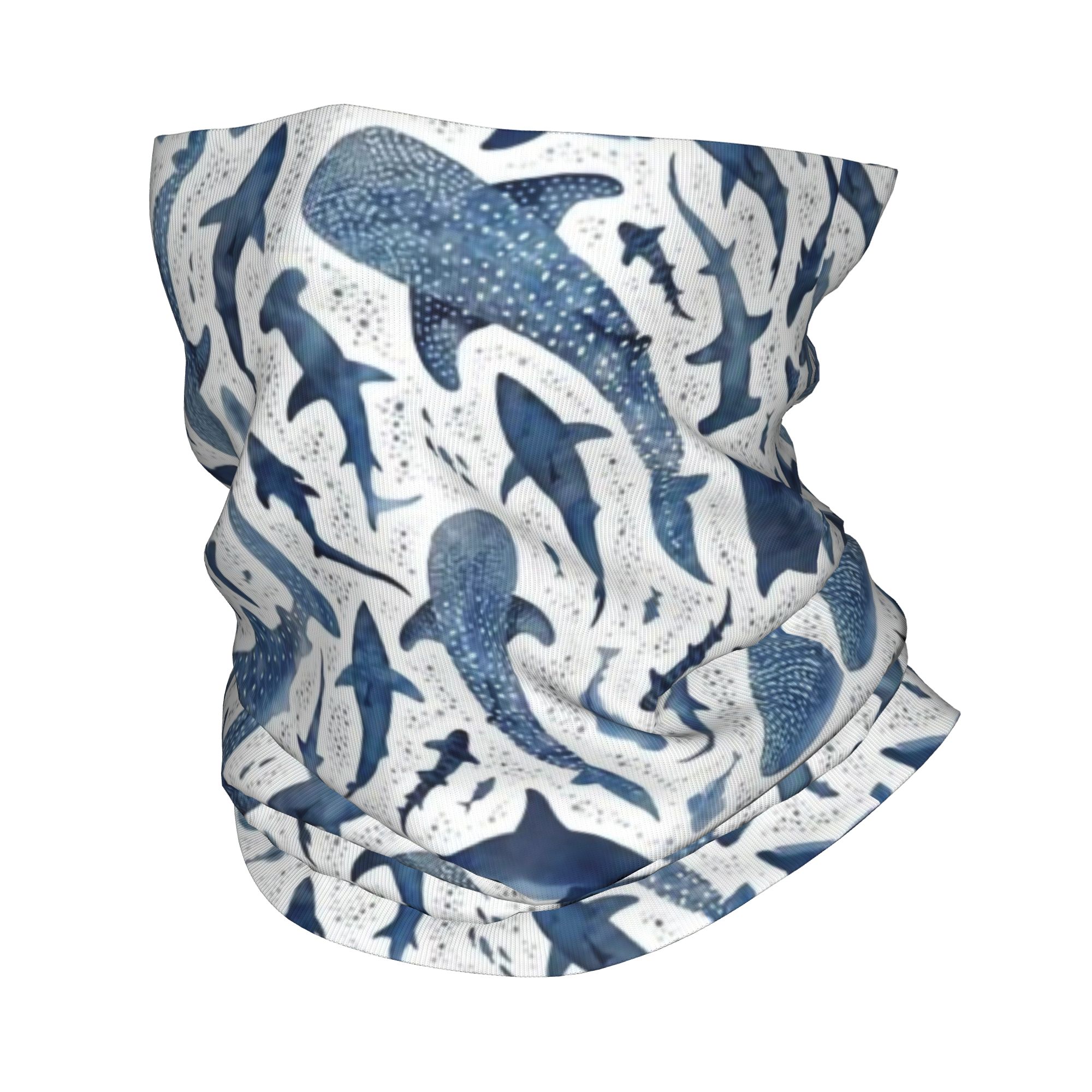 Neck Warmer Tube - Personnalisé bleu aquarelle requin Bandana cou