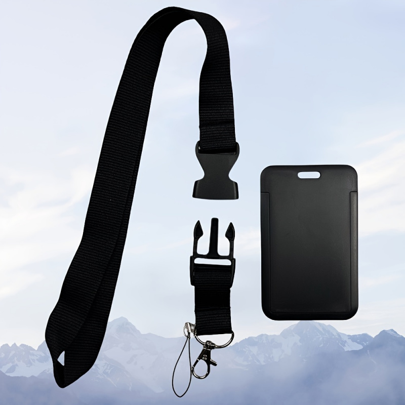 Lanyard Badge Holder - Ensemble de porte-badge noir avec cordon