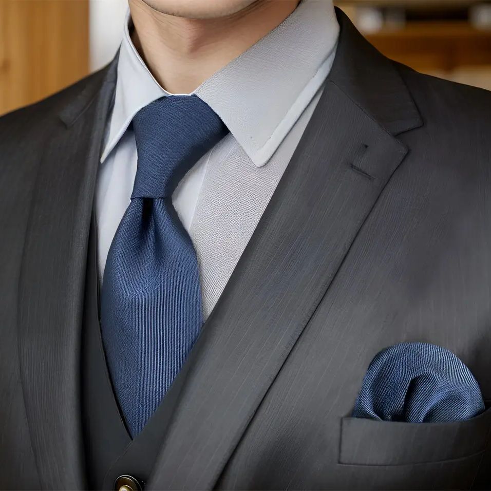 Bow Tie Pre Tied - D20 marine solide hommes cravate ensemble