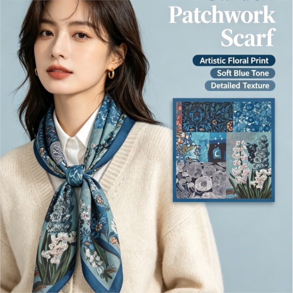 Bandana Cotton - Foulard carré rétro Paisley 70 cm,