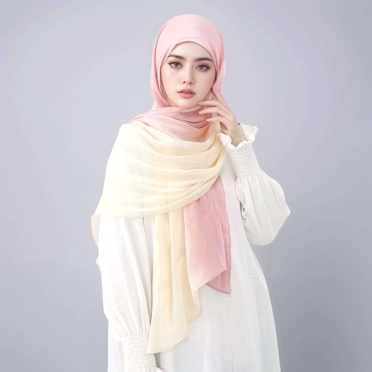 Head Wrap Turban - Foulard Hijab en soie scintillante dégradé