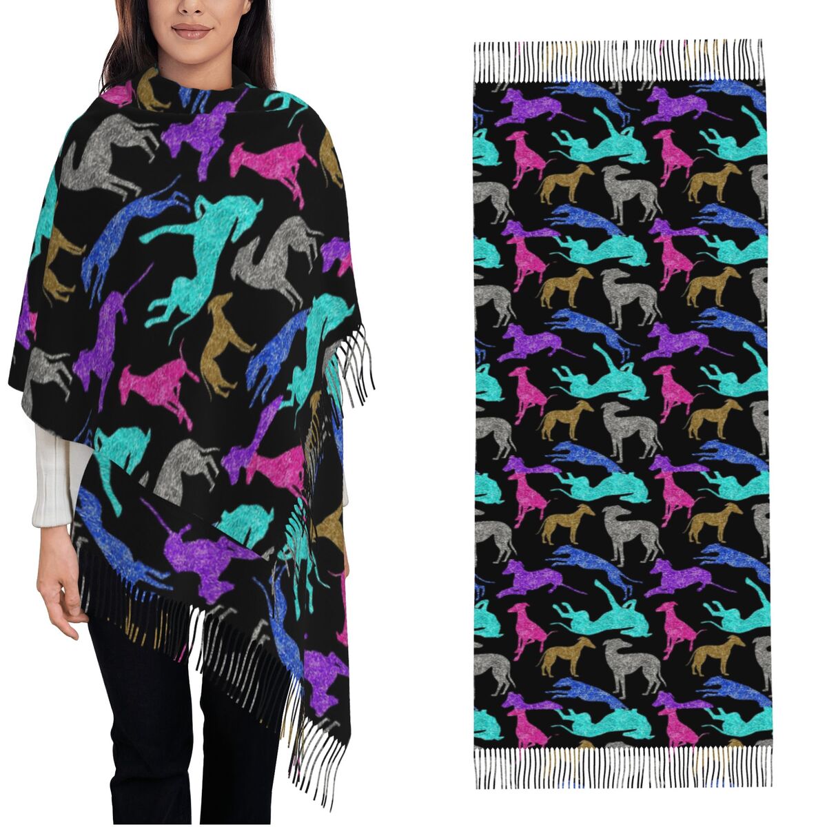 Pashmina Wrap Large - Greyt Greyhound Combo Écharpe Chaud Pashmina