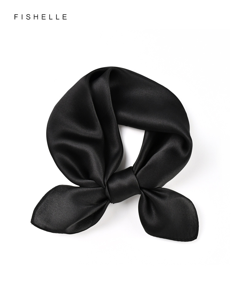 Scarf Silk Square - Couleur unie noir pure soie écharpe