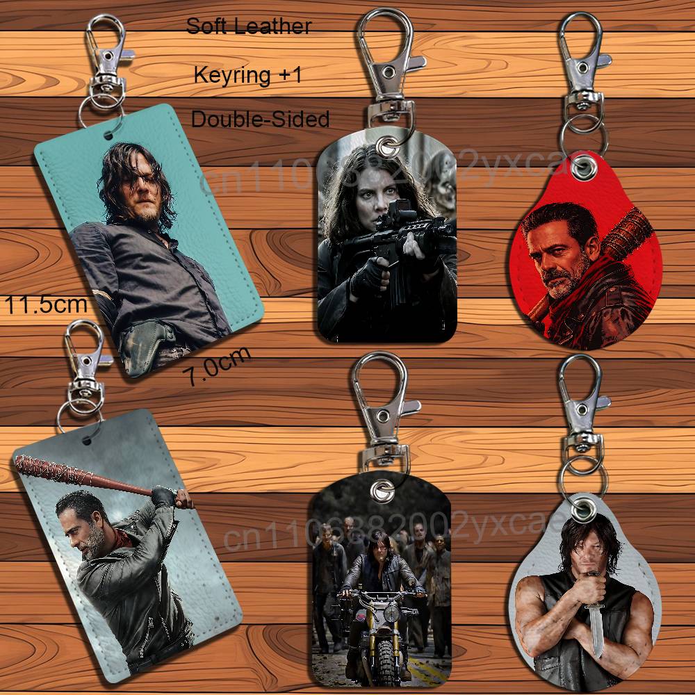 Lanyard Badge Holder - Porte-clés en cuir Negan Maggie Walking