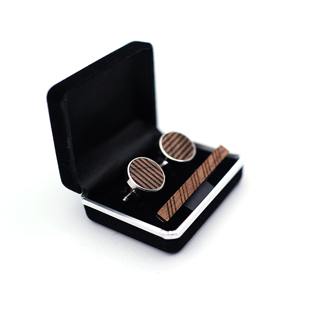 Boutons de manchette en bois d - Tie Bar Set Gift avis et prix