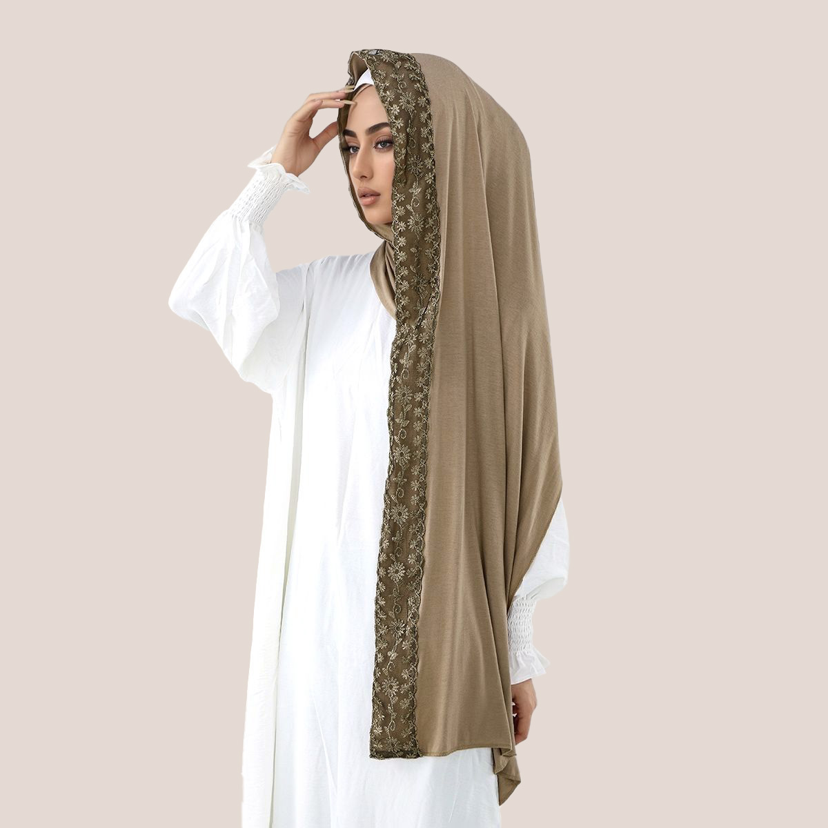 Dentelle broderie coton Jersey - Head Wrap Turban avis et prix