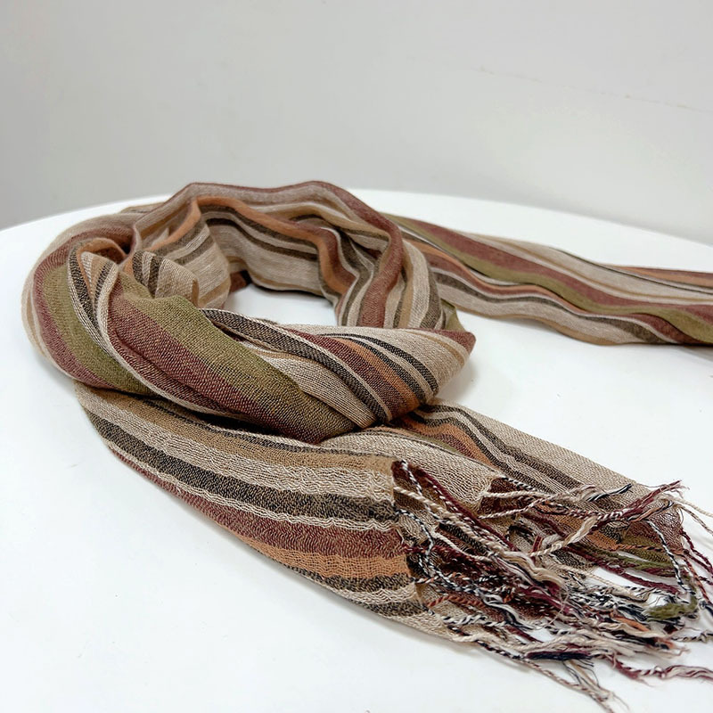 Écharpe marron rayée en coton  - Bandana Cotton avis et prix