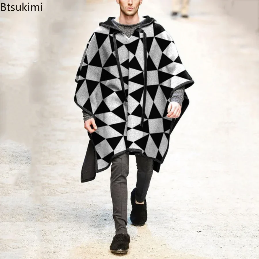 Poncho à capuche en laine impr - Muffler Men Wool avis et prix