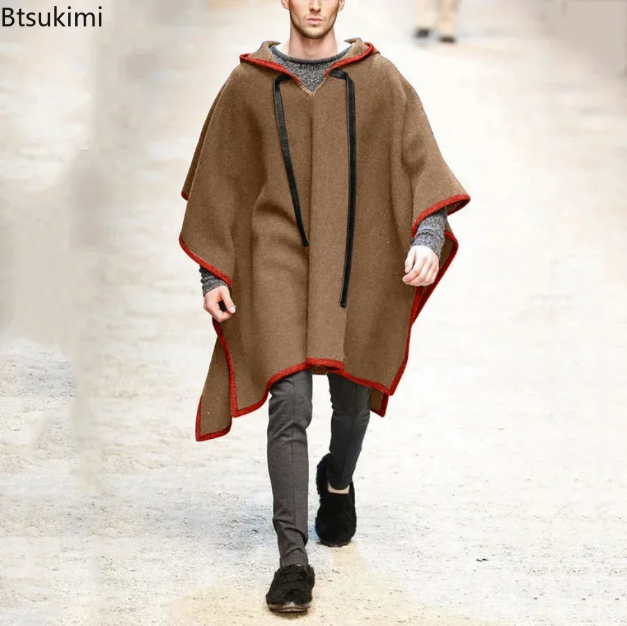 Poncho à capuche en laine impr - Muffler Men Wool avis et prix