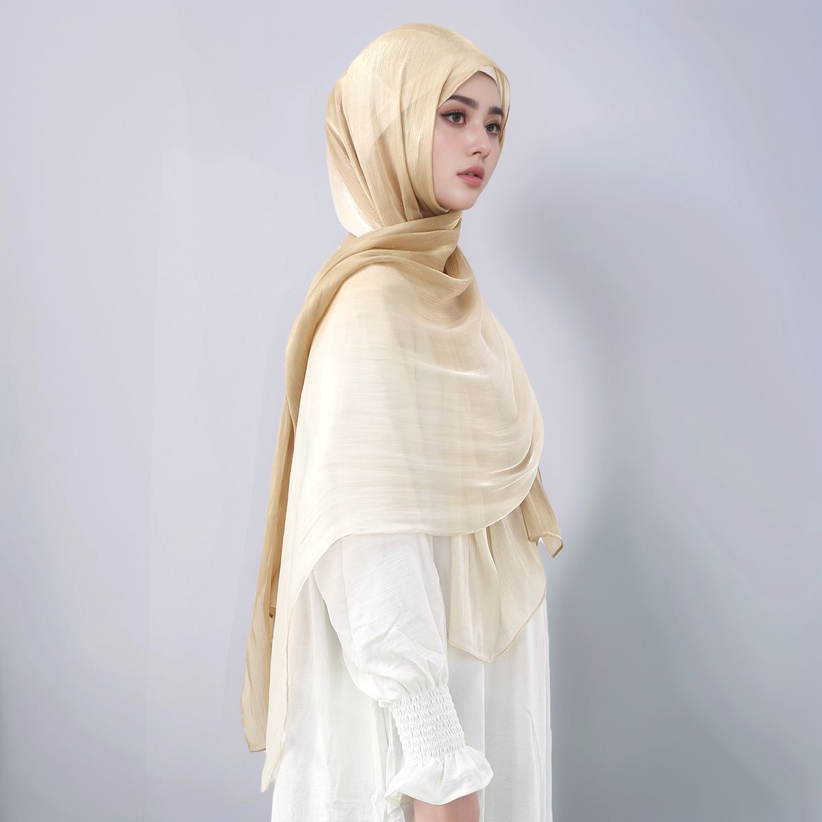 Foulard Hijab en soie scintill - Head Wrap Turban avis et prix