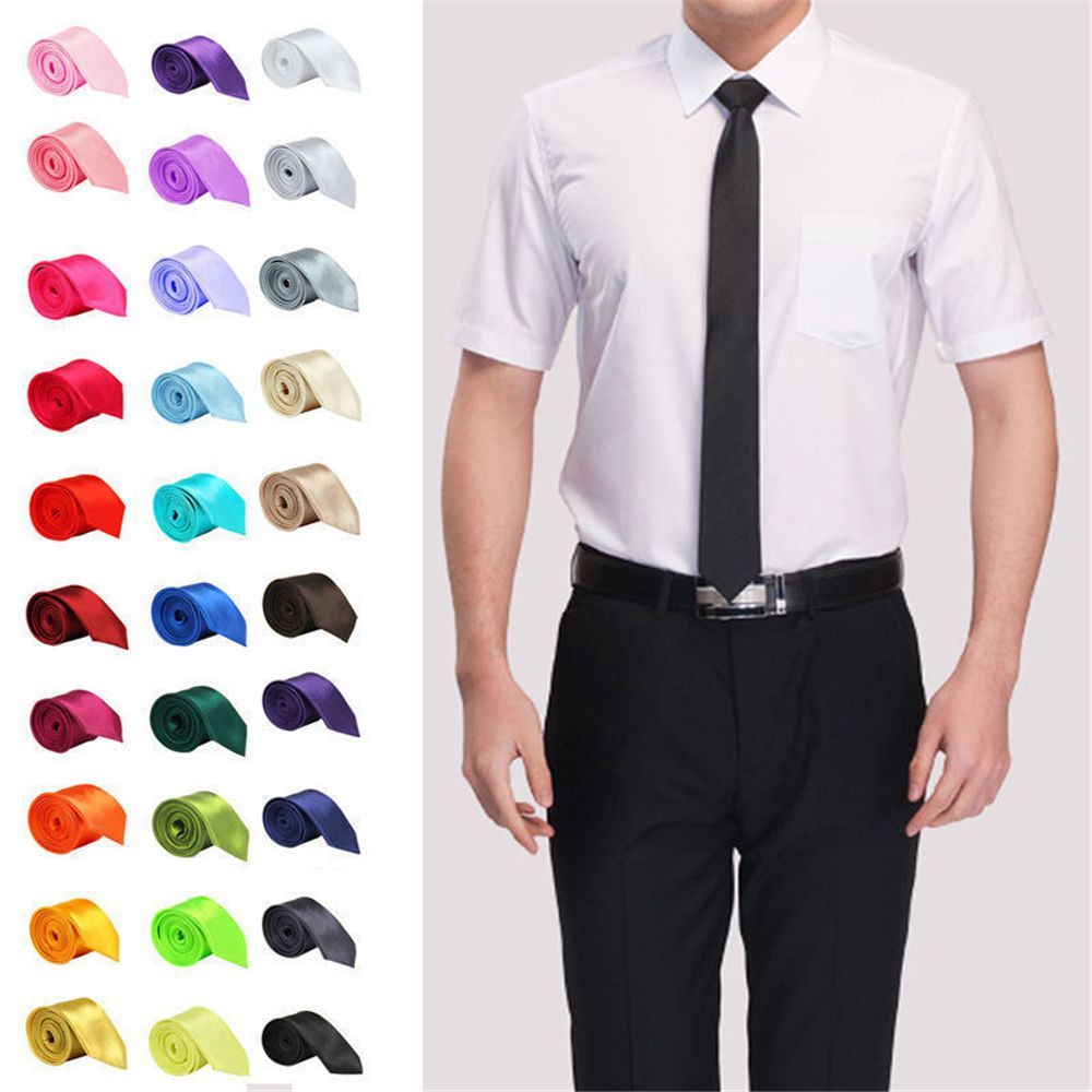 Cravate en soie unie, fine et  - Skinny Tie Men avis et prix