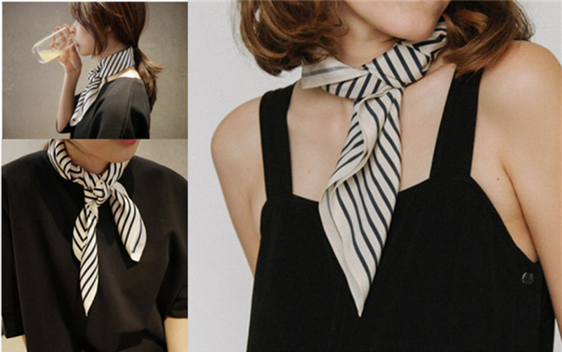Foulards carrés à franges pour - Silk Tie Striped avis et prix
