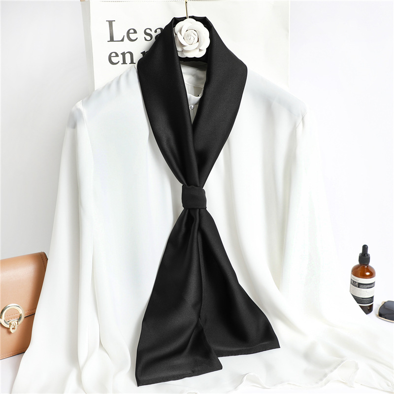 Écharpe longue en soie unie ro - Ascot Neck Scarf avis et prix
