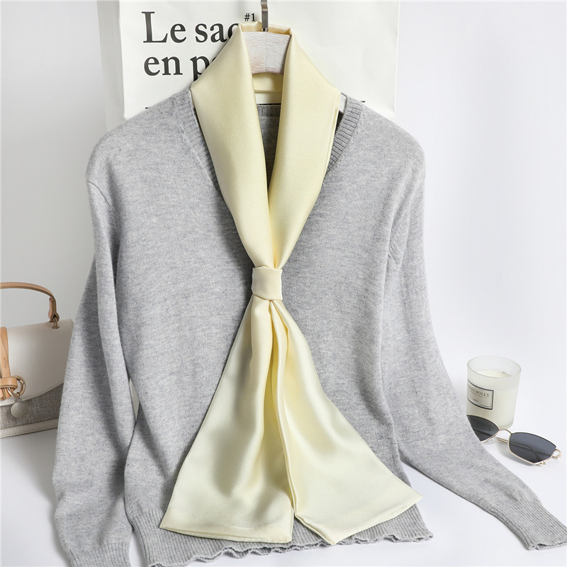Écharpe longue en soie unie ro - Ascot Neck Scarf avis et prix